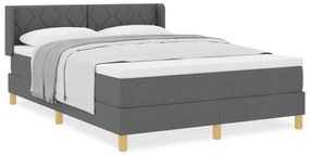 vidaXL Κρεβάτι με βάθος και στρώμα σκούρο γκρι 140 x 200 εκ από ύφασμα