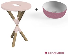 Scarabeo Cross 2501F0-9854 Antique Pink Πάγκος Με Νιπτήρα Glam Pois Pink Ø39εκ.
