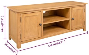 vidaXL Έπιπλο Τηλεόρασης 110 x 35 x 44 εκ. από Μασίφ Ξύλο Δρυός
