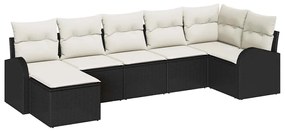 vidaXL Σετ Καναπέ Κήπου με μαξιλάρι 7 pcs Μαύρο Πολυ ράταν