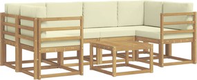 vidaXL Σειρά Καναπέ Εξωτερικού με μαξιλάρι 7 pcs Λευκό και Κρεμ