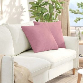 vidaXL Μαξιλάρι Καναπέ 2 τμχ. Βελούδο Ροζ 50 x 50 cm