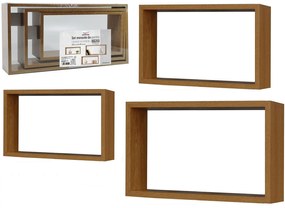 Σετ 3 Ράφια Κυβικά Φυσικό Ξύλο 70x35x15cm Σε 3 Διαστάσεις