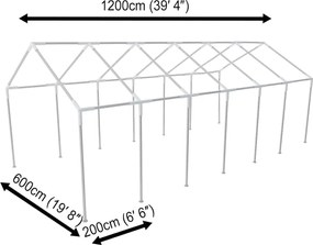 vidaXL Τέντα Εκδηλώσεων Λευκή 12 x 6 μ.
