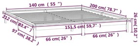 Πλαίσιο Κρεβατιού Με LED Καφέ Μελί 140x200 εκ. από Μασίφ Ξύλο - Καφέ