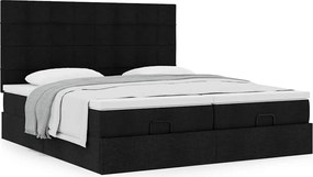 vidaXL Οθωμανικό Κρεβάτι με Στρώματα Μαύρο 200x200cm Ύφασμα