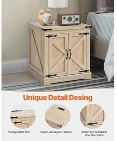 VEVOR Rattan Coffee Table Rectangle Rattan Coffee Table 2-Tier for Living Room