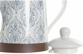 Τσαγιέρα DKD Home Decor Μπλε Λευκό Καφέ ξύλο καουτσούκ Πήλινα