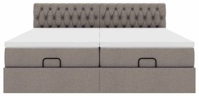 vidaXL Οθωμανικό κρεβάτι με στρώματα Taupe 200x200cm ύφασμα