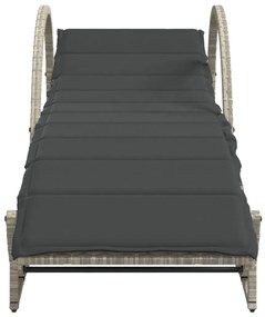 vidaXL Ξαπλώστρα Αν. Γκρι 60x199x42 εκ. Συνθετικό Ρατάν με Μαξιλάρι