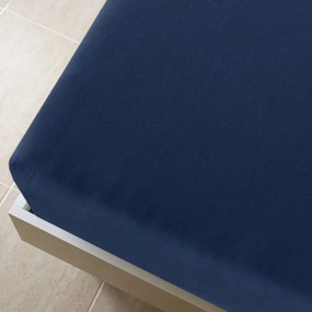 VidaXL Σεντόνι Με Λάστιχο Μπλε 140 x 200 εκ. Βαμβακερό Ζέρσεϊ
