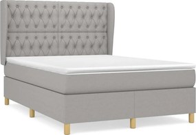 vidaXL Κρεβάτι Boxspring με Στρώμα Ανοιχτό Γκρι 140x190 εκ. Υφασμάτινο