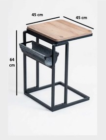 Βοηθητικό Τραπεζάκι Καρυδί / Μαύρο MEPRUON 45x45x64