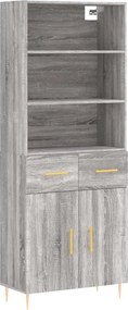 vidaXL Ντουλάπι Γκρι Sonoma 69,5 x 34 x 180 εκ. Επεξεργασμένο Ξύλο