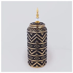 Βάζο Κεραμικό Μαύρο-Χρυσό 15x15x42.2cm 752-20355 Estheti-752-20355-Μαύρο-Χρυσό 752-20355