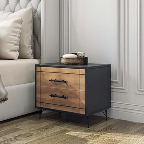 Κομοδίνο Με 2 Συρτάρια (50x40x55) A-G Night 854KLN3083 Walnut Black