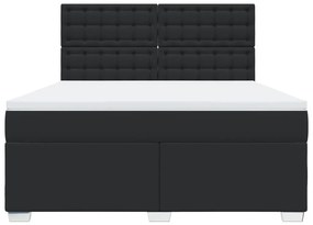 Κρεβάτι Boxspring με Στρώμα Μαύρο 180x200εκ.από Συνθετικό Δέρμα - Μαύρο