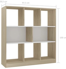 vidaXL Βιβλιοθήκη Λευκή/Sonoma Δρυς 97,5x29,5x100 εκ. από Επεξ. Ξύλο