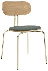 Καρέκλα Τραπεζαρίας Curious Brass 5916-1C719-12 44,5x48x77,5cm Oak-Dark Green Umage Steel,Polywood