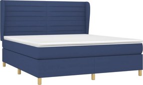 vidaXL Κρεβάτι Boxspring με Στρώμα Μπλε 160x200 εκ. Υφασμάτινο