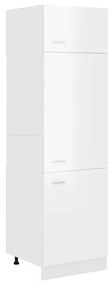 Ντουλάπι Ψυγείου Γυαλιστερό Λευκό 60x57x207 εκ. Επεξ. Ξύλο - Λευκό