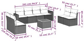 vidaXL Σαλόνι Κήπου Σετ 9 Τεμαχίων Γκρι Συνθετικό Ρατάν με Μαξιλάρια