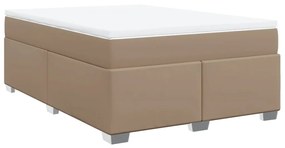 vidaXL Κρεβάτι Boxspring με Στρώμα Καπουτσίνο 140x200εκ.από Συνθ.Δέρμα