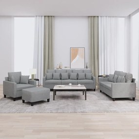 vidaXL Σετ Σαλονιού 4 Τεμαχίων Αν. Γκρι Υφασμάτινο με Μαξιλάρια