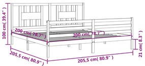 Πλαίσιο Κρεβατιού με Κεφαλάρι Λευκό 200x200 εκ. Μασίφ Ξύλο - Λευκό