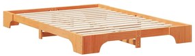 vidaXL Κρεβάτι δαπέδου με αποθήκευση Καφέ 140 x 210 cm ξύλο