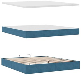 Οθωμανικό κρεβάτι με στρώμα&amp;LEDs Σκούρο μπλε 160x200cm Βελούδο 3312708