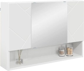 vidaXL Ντουλάπα Καθρέφτη Λευκό 80 x 17 x 55 εκ Επεξεργασμένο ξύλο