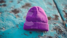 Intra Συλλεκτικό Ξύλινο Παζλ Plywood  4mm - Purple Beanie σε τιρκουάζ επιφάνεια Σε Ξύλινο Κουτί - Διαστάσεις: 10x10 cm – 25 κομμάτια