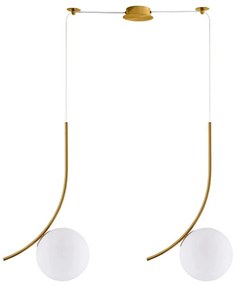 Φωτιστικό Οροφής Κρεμαστό Sceptre 77-9064 11x300cm 2xE14 40W Gold-Opal Homelighting Μέταλλο,Γυαλί