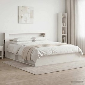 vidaXL Κρεβάτι με Κεφαλάρι Λευκό Μηχανικά επεξεργασμένο ξύλο