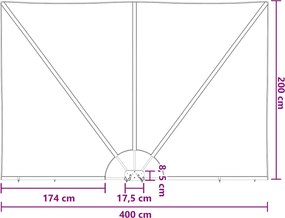 vidaXL Balcony Privacy Screen Ορθογώνιος 200 x 400 cm Πολυεστέρας Καφέ
