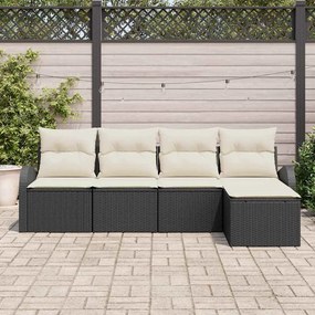vidaXL Σετ Καναπέ Κήπου με μαξιλάρι 5 pcs Μαύρος, λευκός Πολυ ράταν
