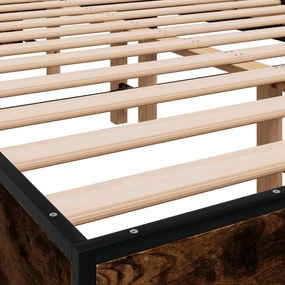 vidaXL Πλαίσιο Κρεβατιού Καπνιστή Δρυς 120x200εκ. Επεξ. Ξύλο &amp; Μέταλλο