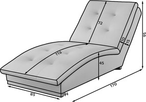 Ανάκλινδρο Liana-Kafe - 85.00Χ170.00Χ95.00cm