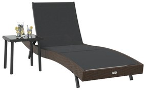vidaXL Ξαπλώστρα 2 pcs Καστανό 40 x 40 x 40.5 εκ Πολυ ράταν