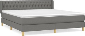 vidaXL Κρεβάτι Boxspring με Στρώμα Σκούρο Γκρι 180x200 εκ Υφασμάτιν