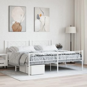 Πλαίσιο Κρεβατιού με Κεφαλάρι&amp;Ποδαρικό Λευκό 180x200εκ. Μέταλλο