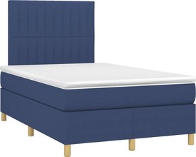vidaXL Κρεβάτι Boxspring με Στρώμα Μπλε 120x200 εκ. Υφασμάτινο