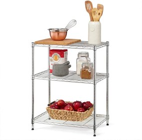 Ραφιέρα μεταλλική Nextdeco 3 επίπεδα ρυθμιζόμενη ασημί Υ80×45×30εκ.