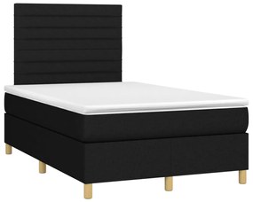 vidaXL Κρεβάτι Boxspring με Στρώμα &amp; LED Μαύρο 120x200 εκ. Υφασμάτινο