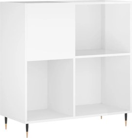 vidaXL Δισκοθήκη Γυαλιστερή Λευκή 84,5 x 38x 89 εκ. από Επεξεργ. Ξύλο