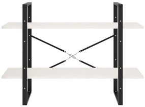 vidaXL Βιβλιοθήκη με 2 Ράφια Λευκή 100x30x70 εκ. από Μασίφ Ξύλο Πεύκου