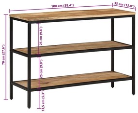 Τραπέζι Κονσόλα 100x35x70 εκ. από Μασίφ Ακατέργαστο Ξύλο Μάνγκο - Καφέ