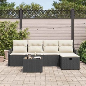 vidaXL Σετ Καναπέ Κήπου 6 pcs Μαύρο και κρεμ 231 x 117 x 85 εκ