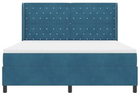 vidaXL Κρεβάτι με ελατήρια με μαξιλάρι Μπλε 180 x 200 cm Βελούδο